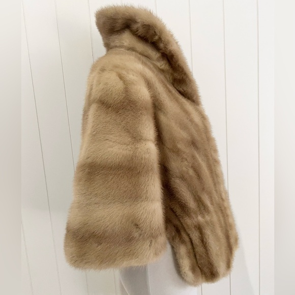 Vintage Mink  fur Shawl jacket vest size M Tan - Picture 3 of 14